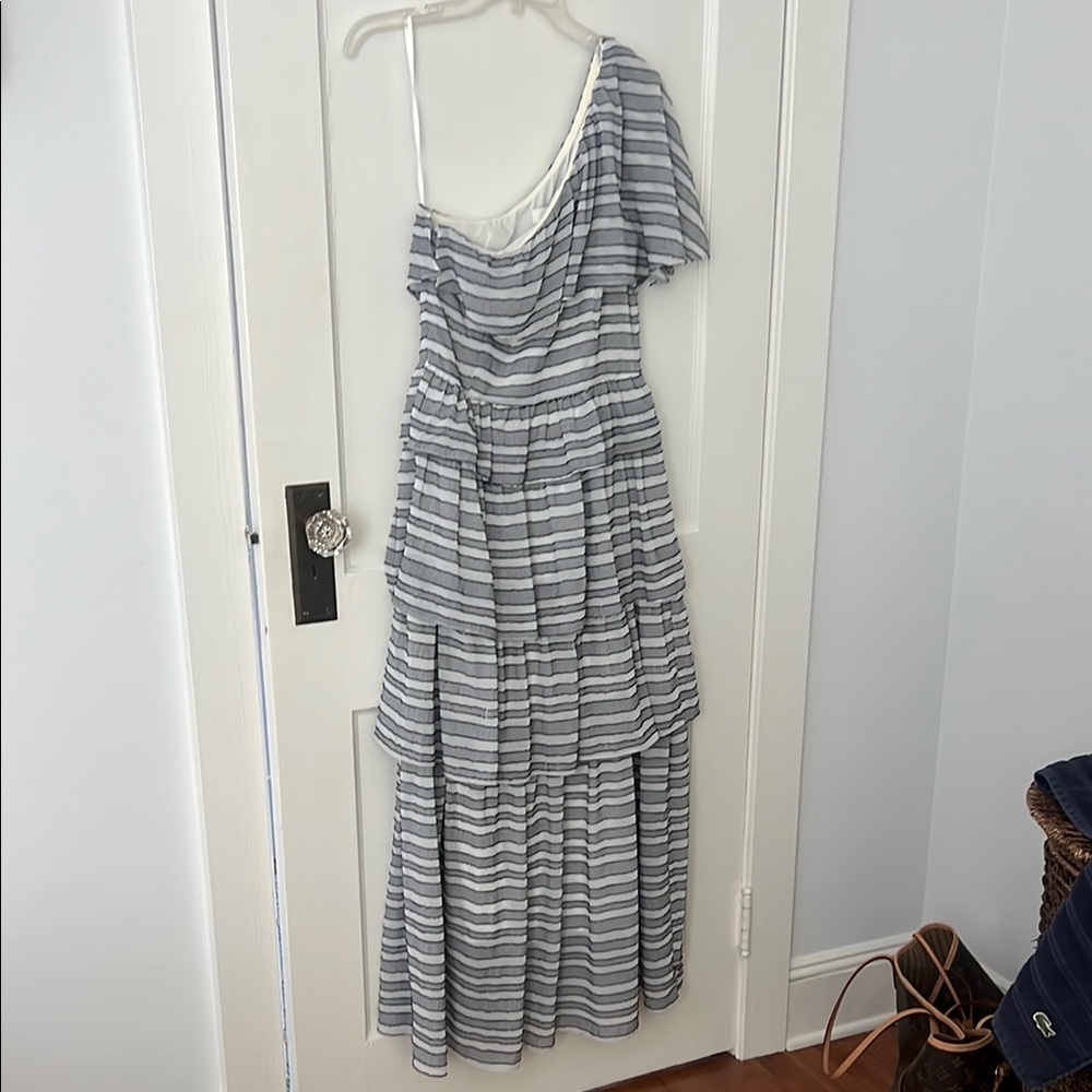 “Love Bonita” Striped Gray Maxi Dress